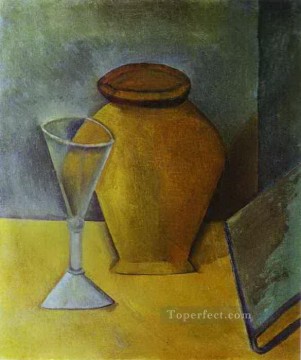 Abstracto famoso Painting - Olla Copa de Vino y Libro 1908 Cubista